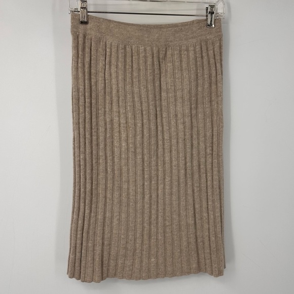 Le Bambole 2 Piece Cardigan Sweater Skirt Knit Womens 10 12 Large Medium Tan - Picture 9 of 12